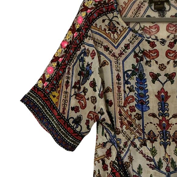 Vineet Bahl for Anthropologie Embroidered Floral Boho Front Tie Top M - Picture 3 of 12